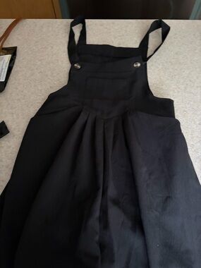 Black Pinafore Jumper pants with Front Bib